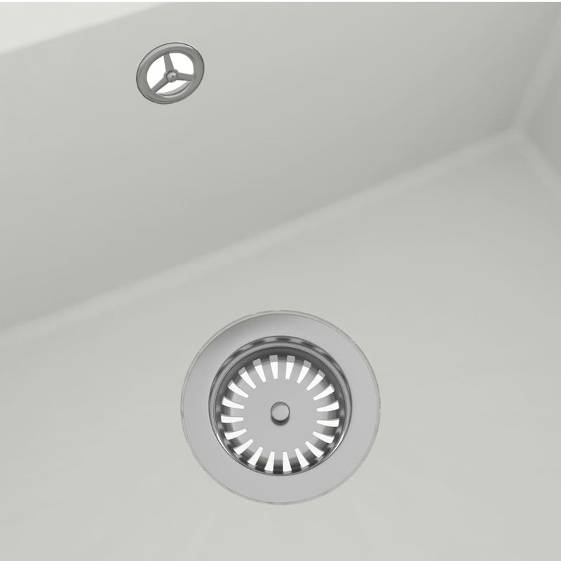 vidaXL Kitchen Sink with Overflow Hole White Granite