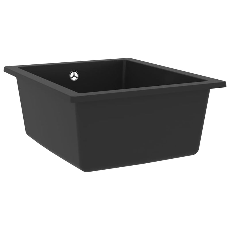 vidaXL Kitchen Sink with Overflow Hole Black Granite