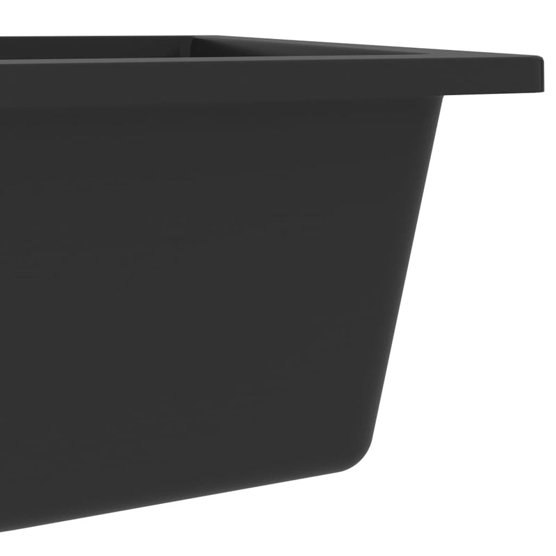 vidaXL Kitchen Sink with Overflow Hole Black Granite