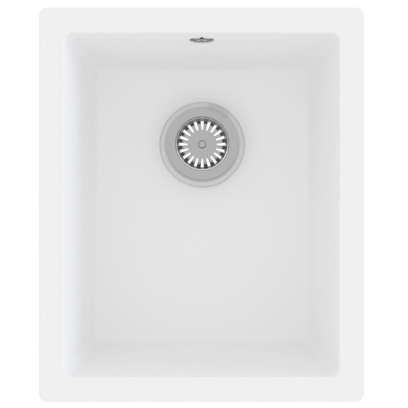 vidaXL Kitchen Sink with Overflow Hole White Granite