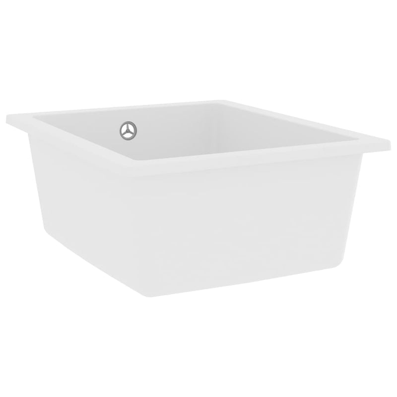 vidaXL Kitchen Sink with Overflow Hole White Granite