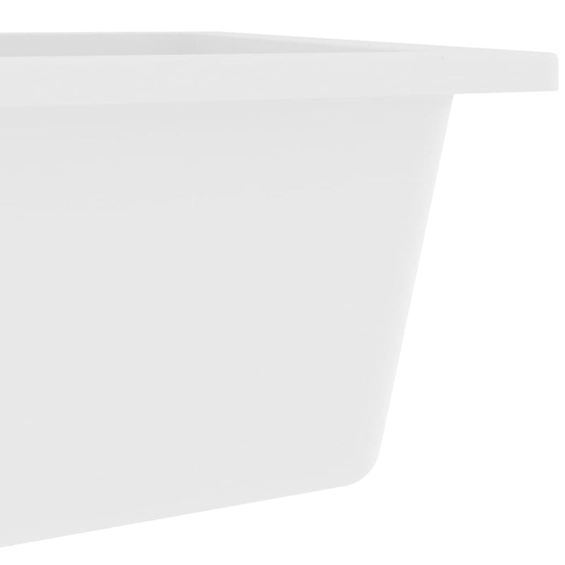 vidaXL Kitchen Sink with Overflow Hole White Granite