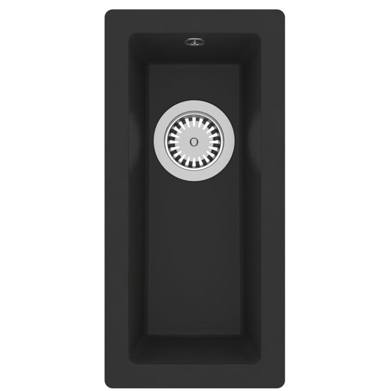 vidaXL Kitchen Sink with Overflow Hole Black Granite