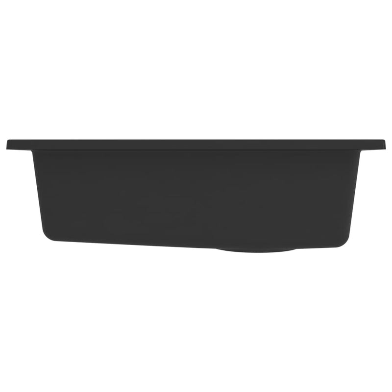 vidaXL Kitchen Sink with Overflow Hole Black Granite