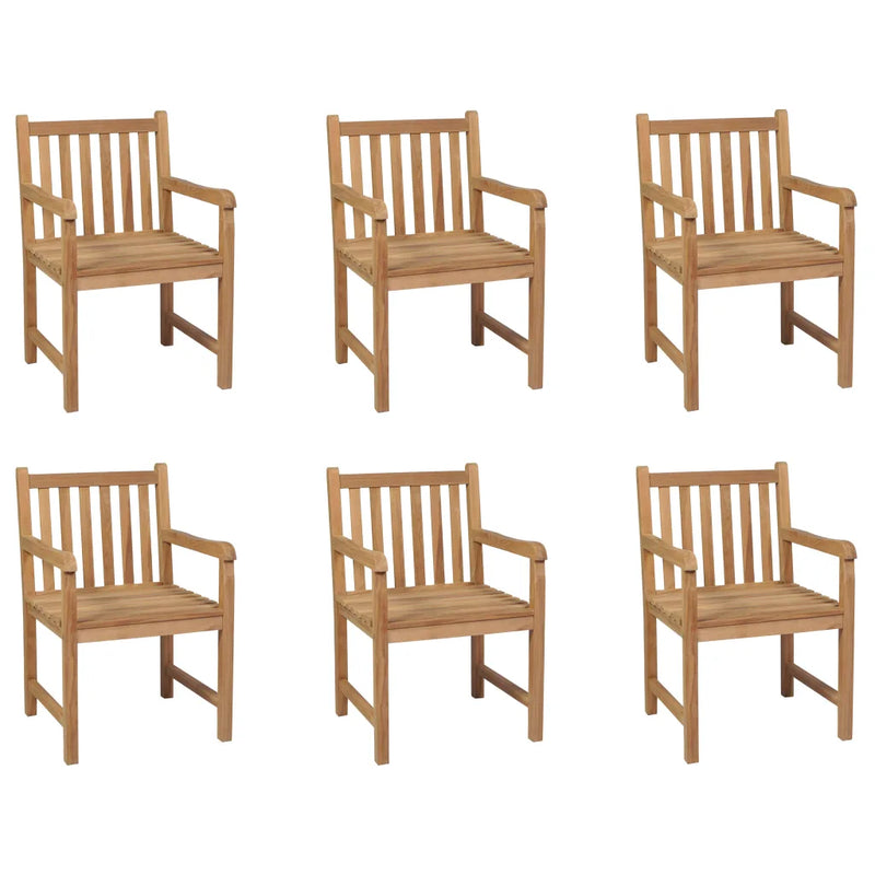 Outdoor Chairs 6 pcs Solid Teak Wood