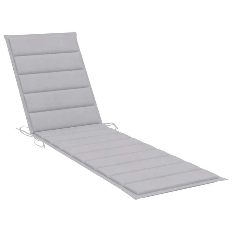 Sun Loungers 2 pcs with Grey Cushion Solid Teak Wood