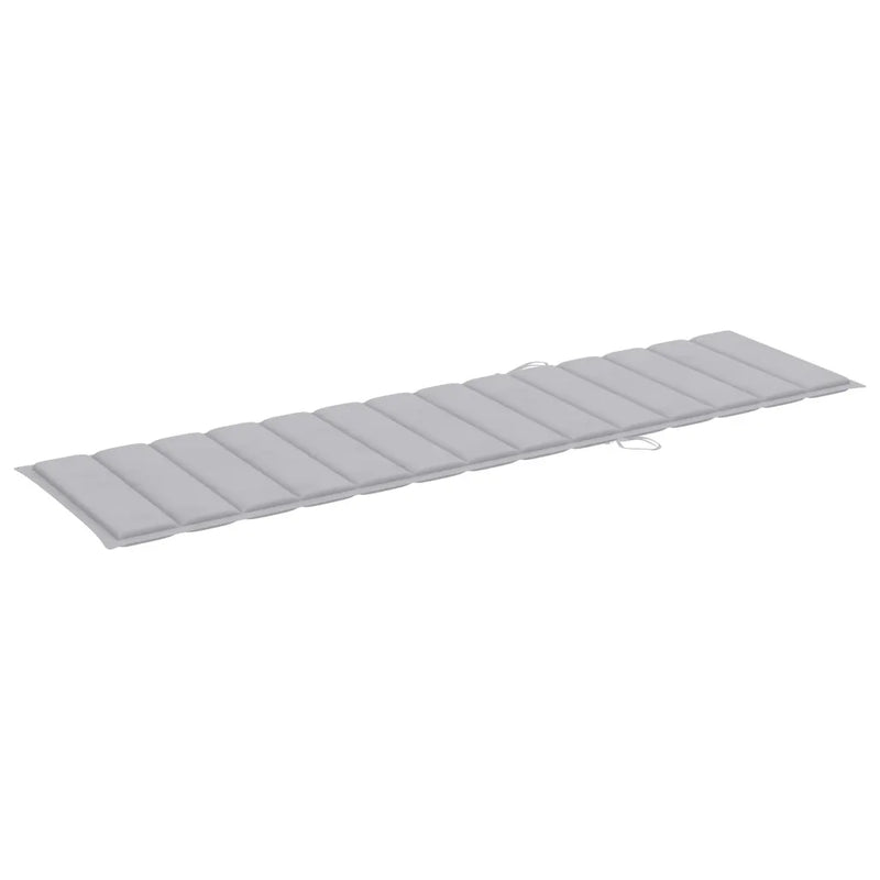 Sun Loungers 2 pcs with Grey Cushion Solid Teak Wood