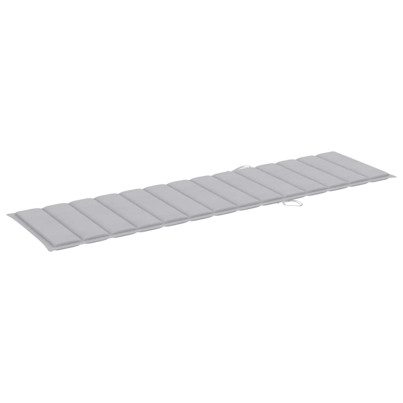vidaXL Sun Loungers 2 pcs with Grey Cushion Solid Teak Wood