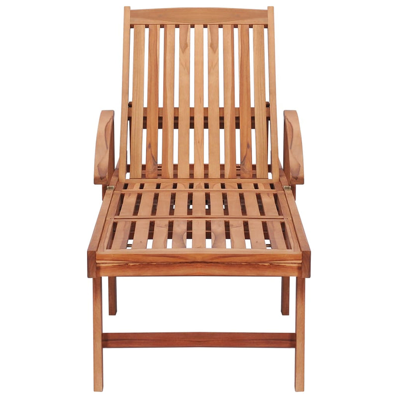 vidaXL Sun Loungers 2 pcs with Blue Cushion Solid Teak Wood