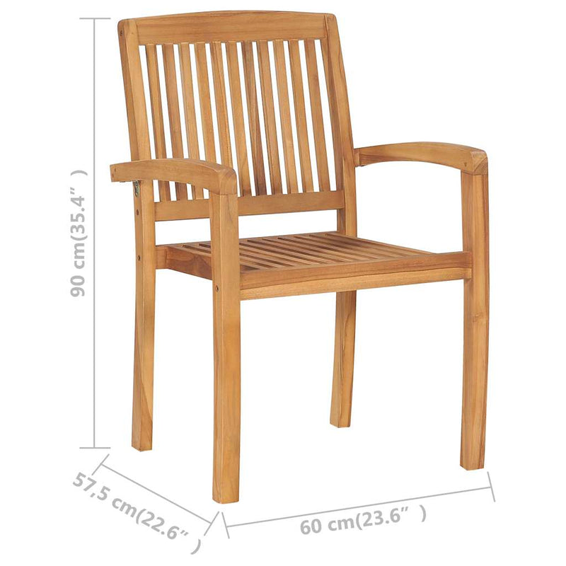 Stacking Garden Chairs with Cushions 8 pcs Solid Teak Wood