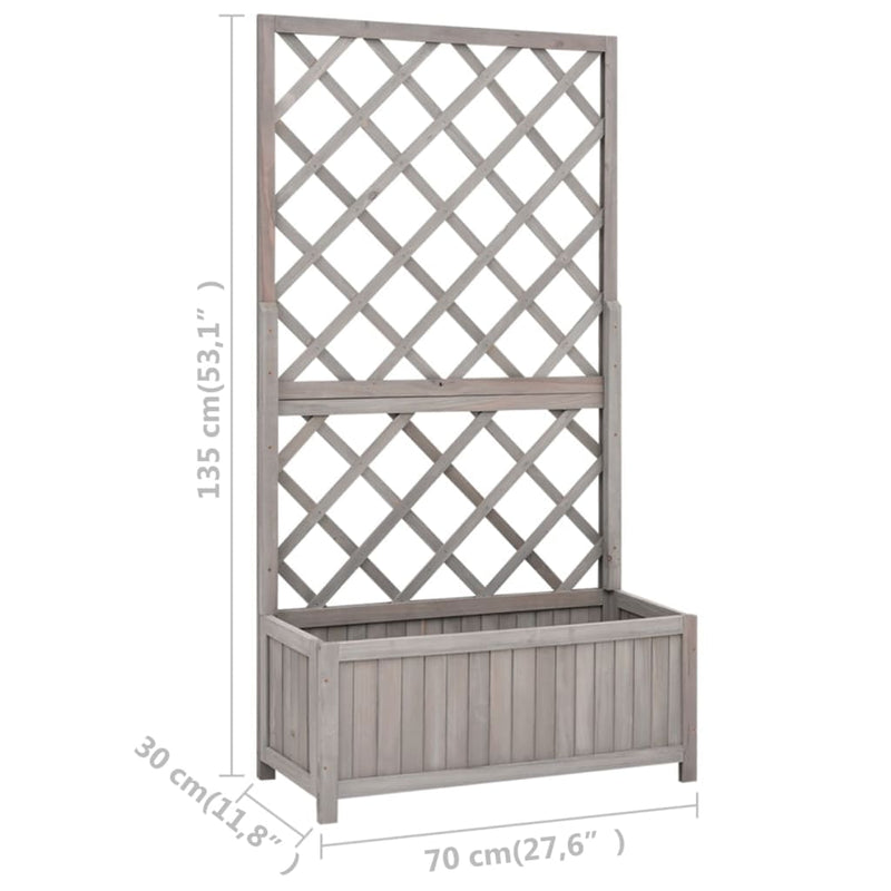 vidaXL Garden Trellis Planter Grey 70x30x135 cm Solid Firwood