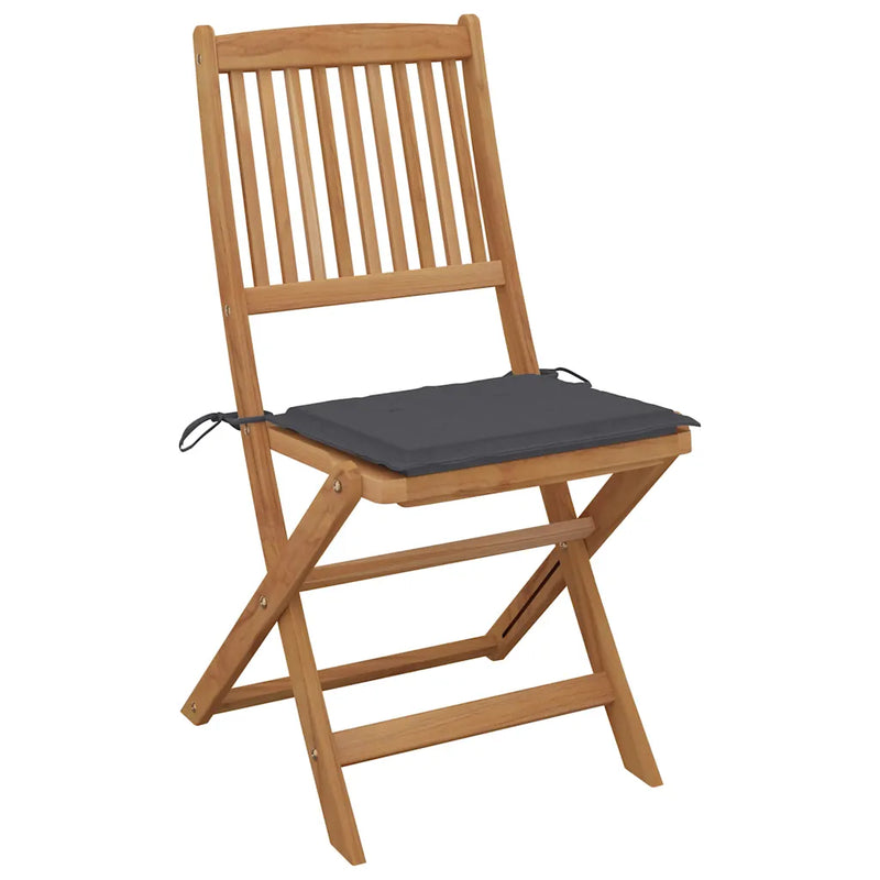 Folding Garden Chairs 6 pcs with Cushions Solid Acacia Wood