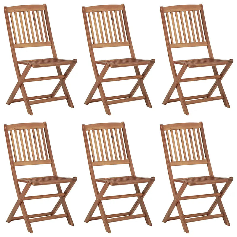 Folding Garden Chairs 6 pcs with Cushions Solid Acacia Wood