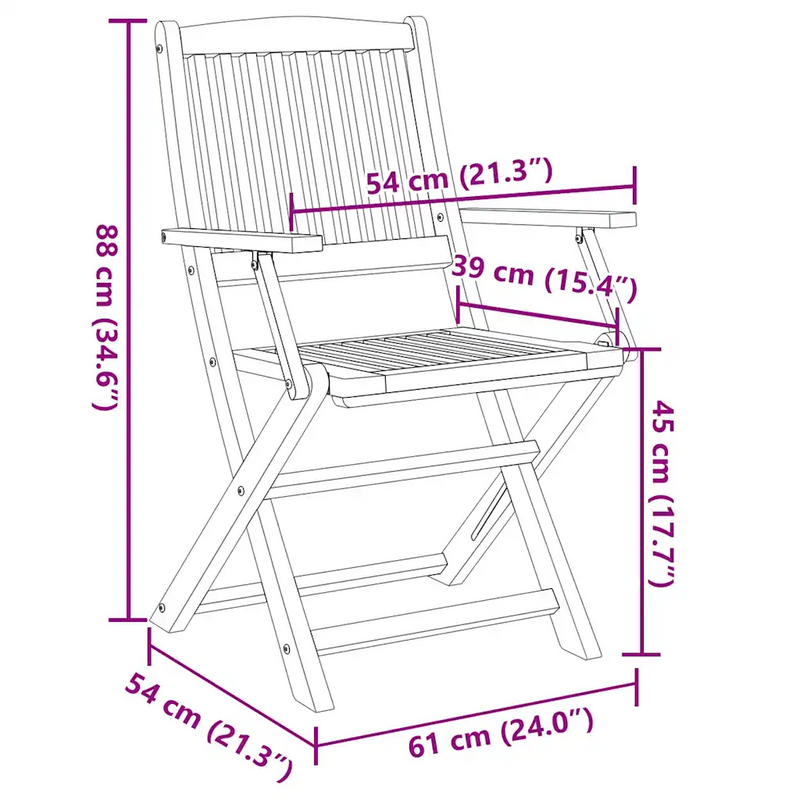 Folding Outdoor Chairs 8 pcs Solid Wood Acacia