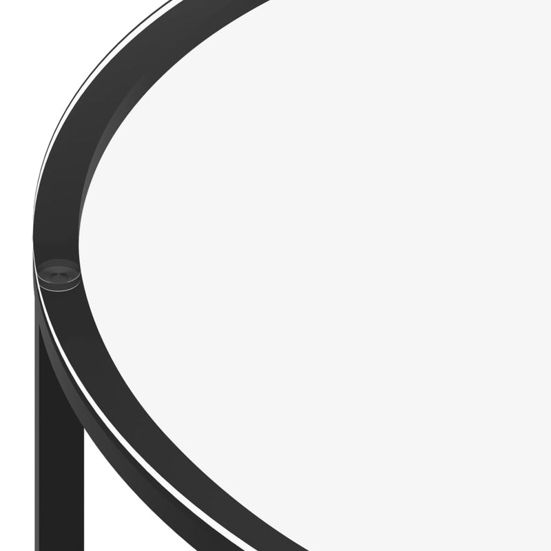 vidaXL Tea Table Black and Transparent 70 cm Tempered Glass