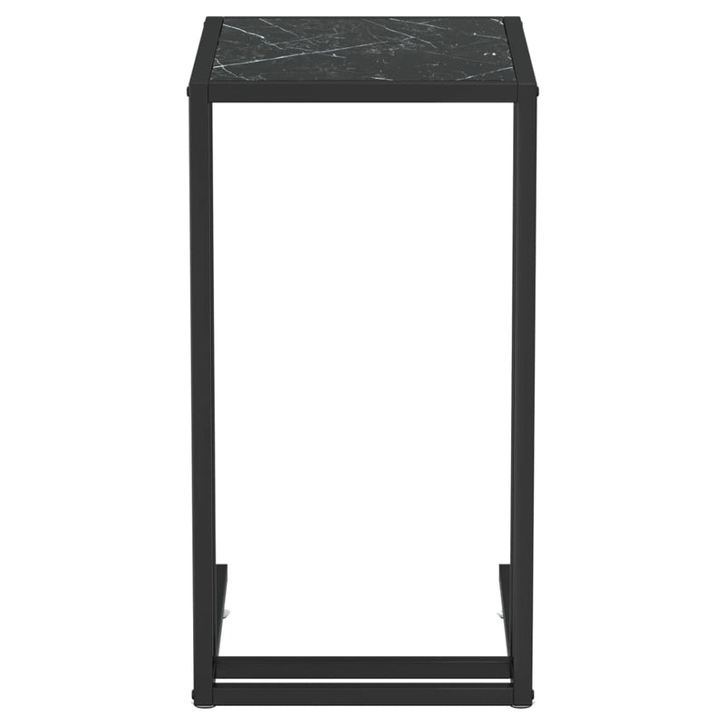 vidaXL Computer Side Table Black Marble 50x35x65 cm Tempered Glass