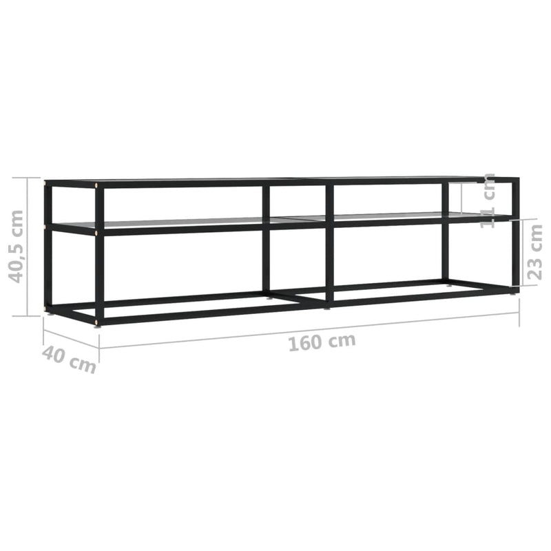 vidaXL TV Cabinet Transparent 160x40x40.5 cm Tempered Glass