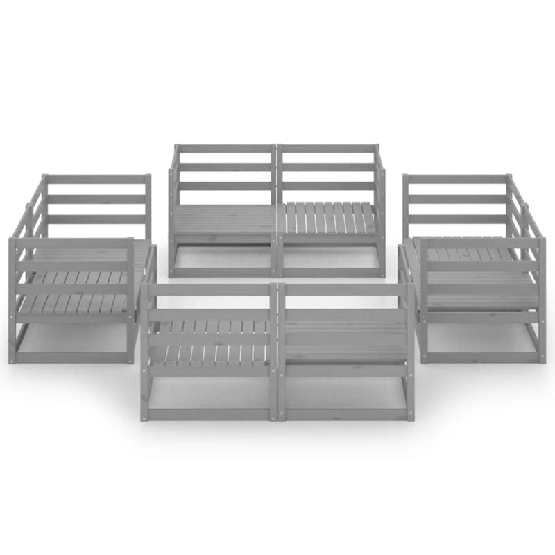 vidaXL 8 Piece Garden Lounge Set Grey Solid Pinewood
