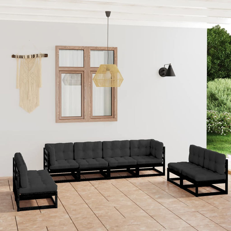 vidaXL 8 Piece Garden Lounge Set with Cushions Solid Pinewood