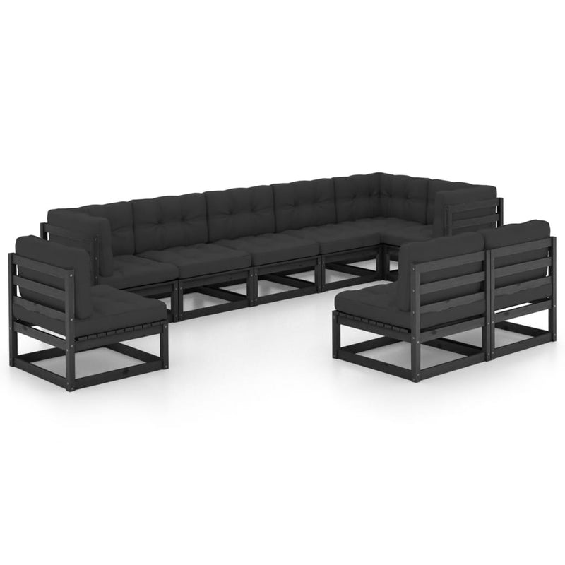 vidaXL 9 Piece Garden Lounge Set with Cushions Solid Pinewood