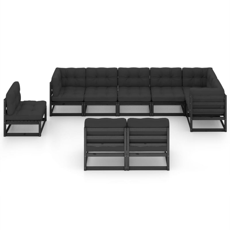 vidaXL 9 Piece Garden Lounge Set with Cushions Solid Pinewood