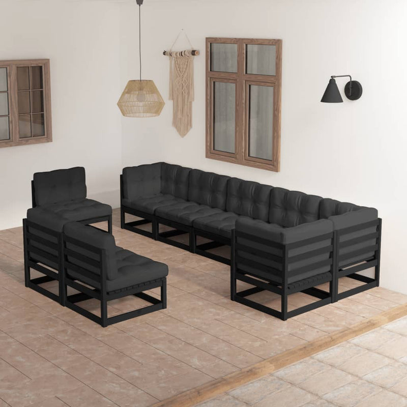vidaXL 9 Piece Garden Lounge Set with Cushions Solid Pinewood