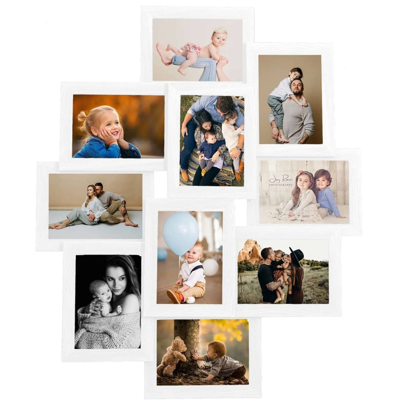 vidaXL Collage Photo Frame for Picture 10 pcs 13x18 cm White MDF