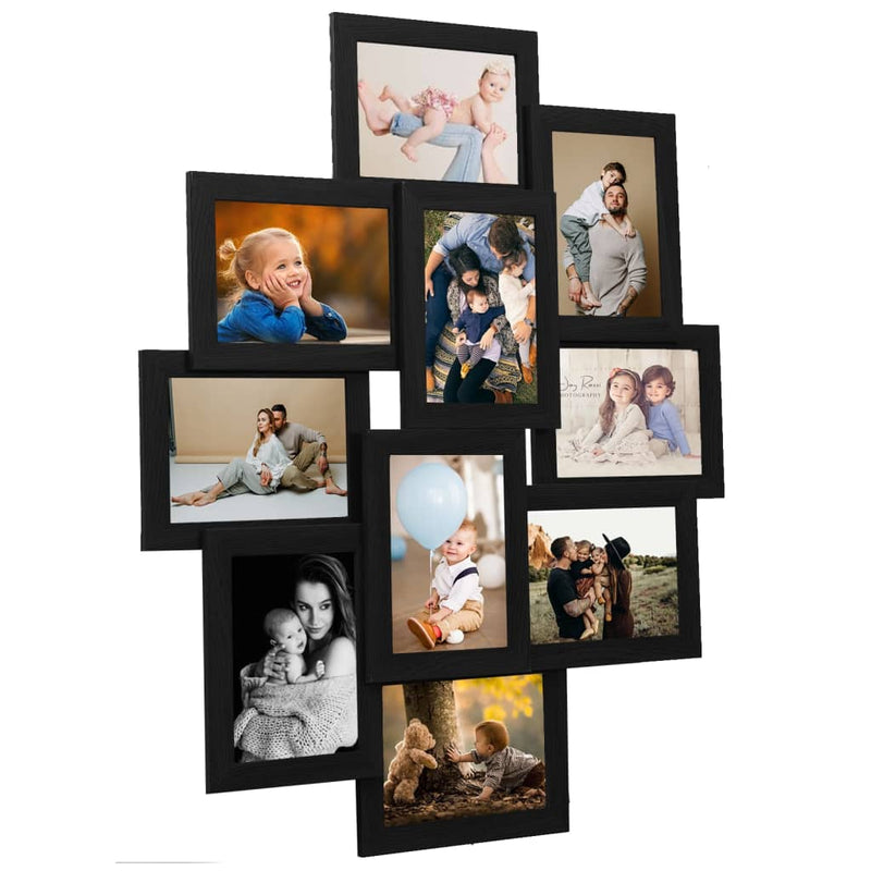 vidaXL Collage Photo Frame for Picture 10 pcs 10x15 cm Black MDF