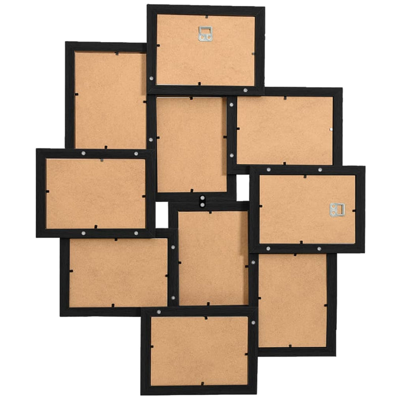 vidaXL Collage Photo Frame for Picture 10 pcs 10x15 cm Black MDF