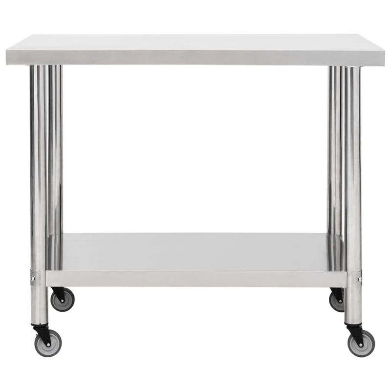 vidaXL Kitchen Work Table with Wheels 80x60x85 cm Stainless Steel