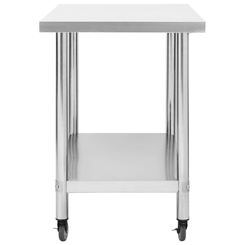 vidaXL Kitchen Work Table with Wheels 80x60x85 cm Stainless Steel