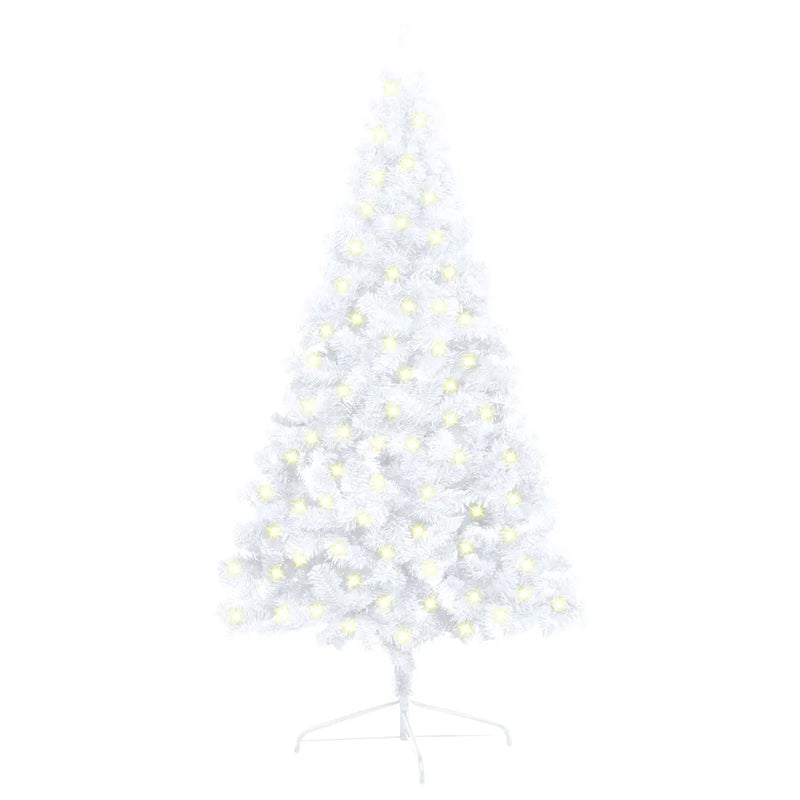 Artificial Half Pre-lit Christmas Tree with Stand White 120 cm PVC
