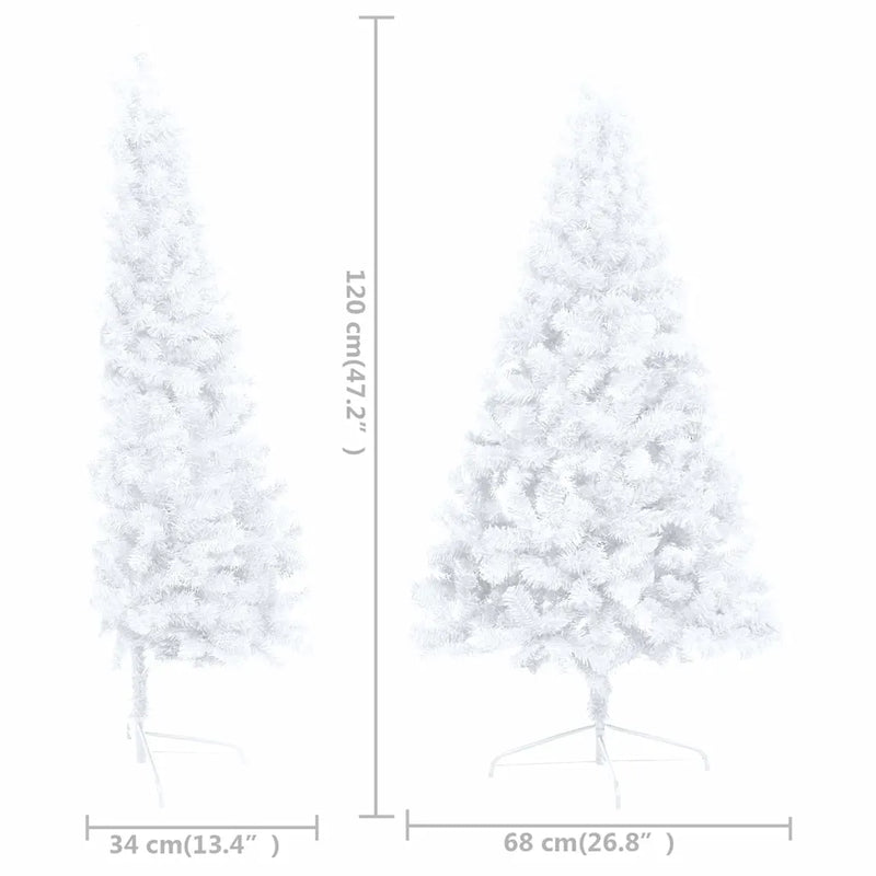 Artificial Half Pre-lit Christmas Tree with Stand White 120 cm PVC