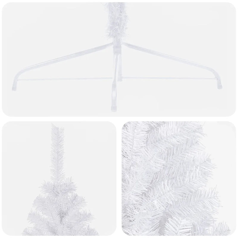 Artificial Half Pre-lit Christmas Tree with Stand White 180 cm PVC