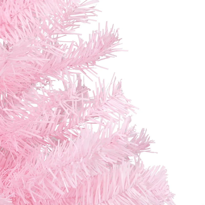 Artificial Pre-lit Christmas Tree with Stand Pink 150 cm PVC