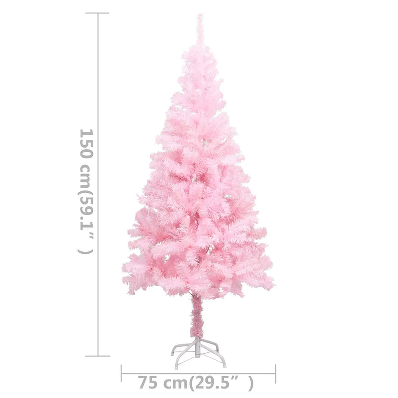 Artificial Pre-lit Christmas Tree with Stand Pink 150 cm PVC