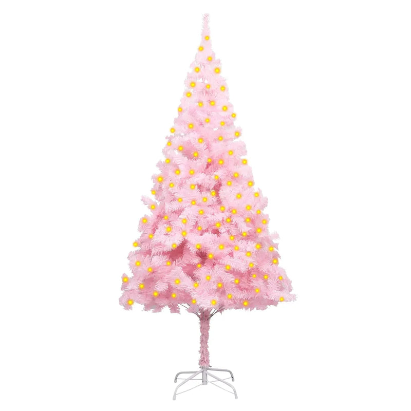Artificial Pre-lit Christmas Tree with Stand Pink 180 cm PVC