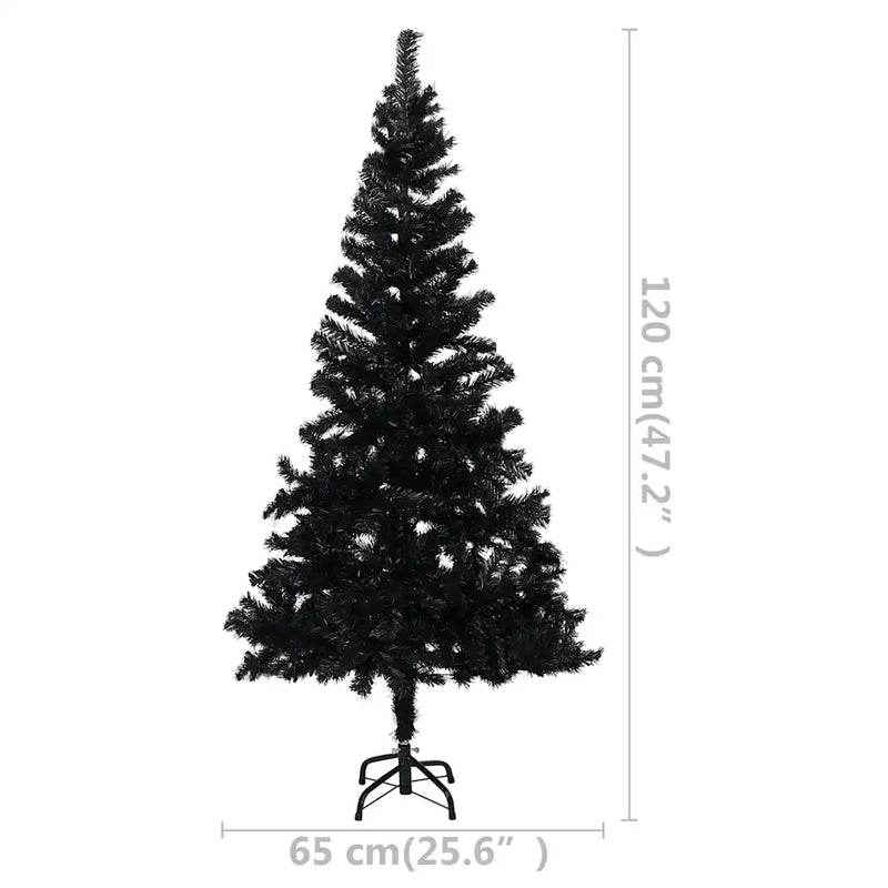 Artificial Pre-lit Christmas Tree with Stand Black 120 cm PVC