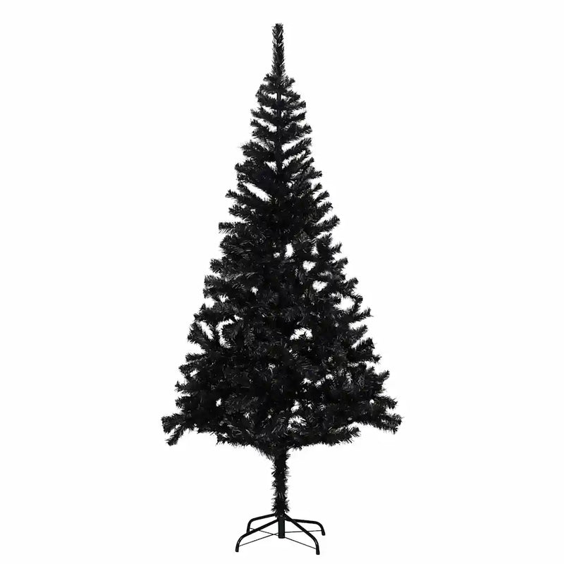 Artificial Pre-lit Christmas Tree with Stand Black 180 cm PVC