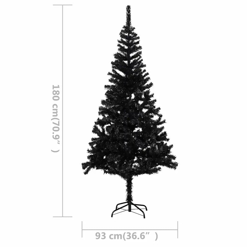 Artificial Pre-lit Christmas Tree with Stand Black 180 cm PVC
