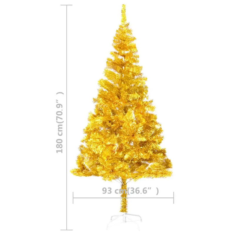 Artificial Pre-lit Christmas Tree with Stand Gold 180 cm PET
