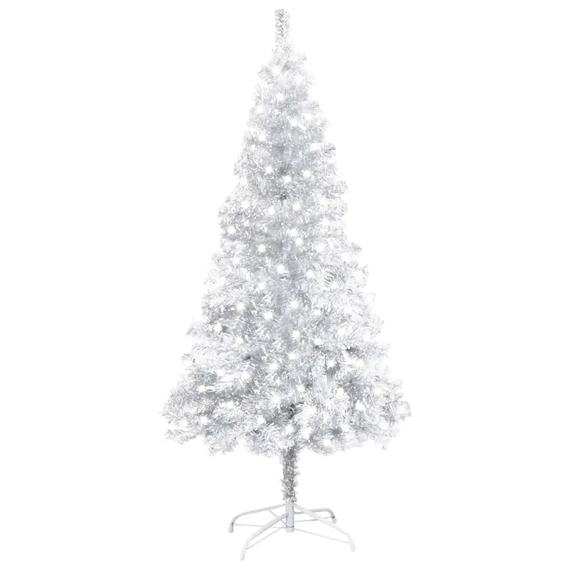 Artificial Pre-lit Christmas Tree with Stand Silver 120 cm PET