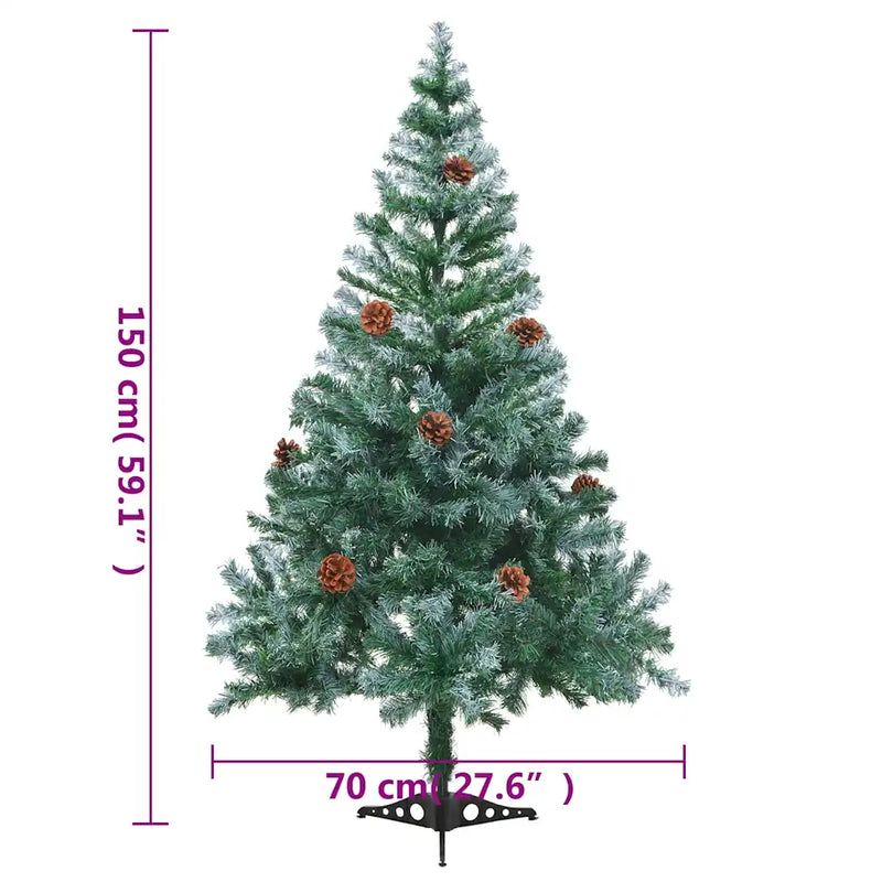 Frosted Pre-lit Christmas Tree with Pinecones 150 cm