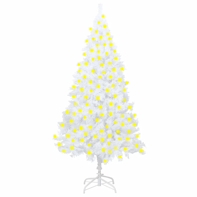 Artificial Pre-lit Christmas Tree Thick Branches White 210 cm