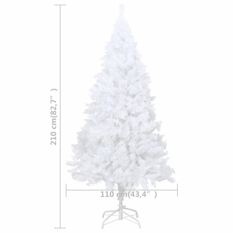 Artificial Pre-lit Christmas Tree Thick Branches White 210 cm