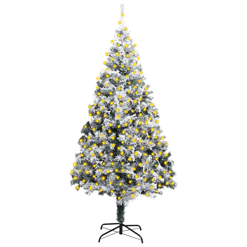 Artificial Pre-lit Christmas Tree with Flocked Snow Green 400 cm PVC