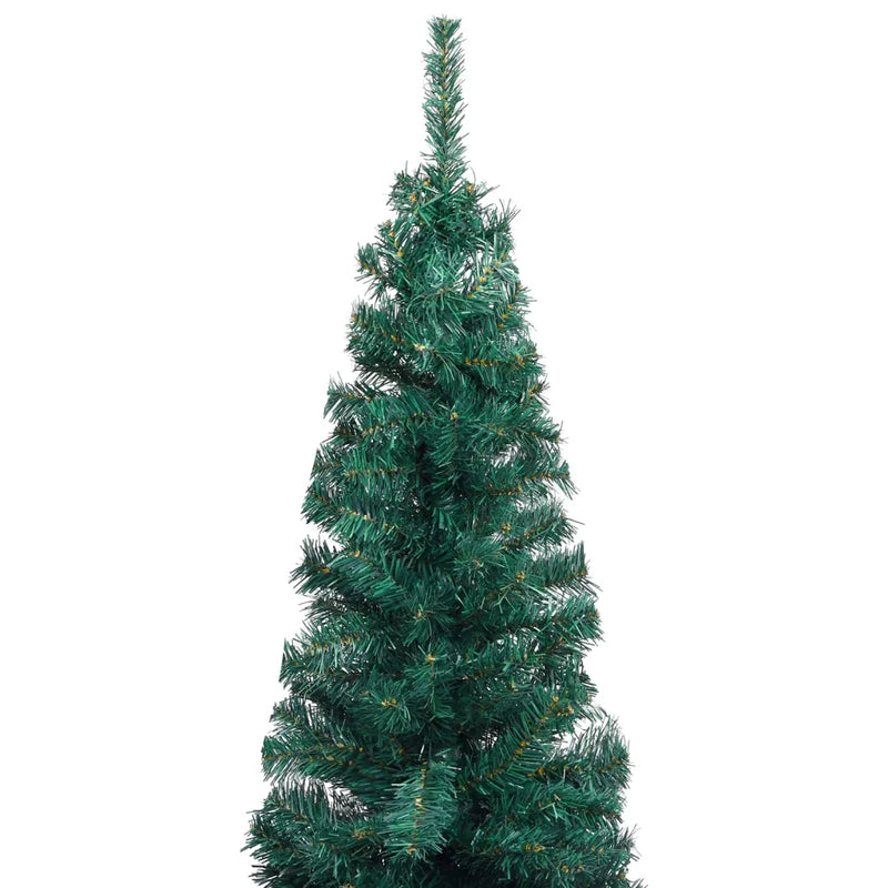 Slim Artificial Pre-lit Christmas Tree with Stand Green 120 cm PVC