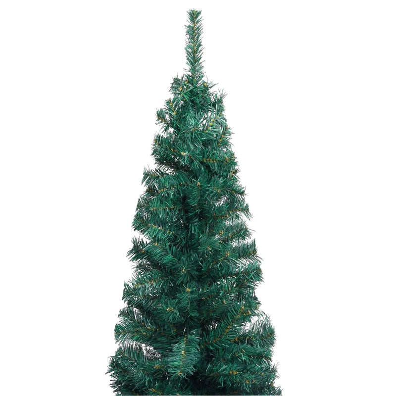 Slim Artificial Pre-lit Christmas Tree with Stand Green 180 cm PVC