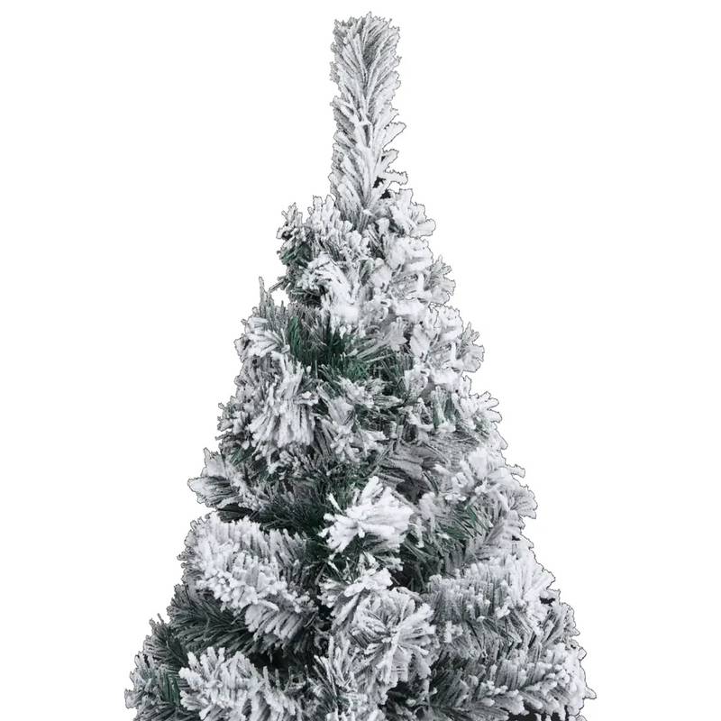 Slim Pre-lit Christmas Tree with Flocked Snow Green 120 cm PVC