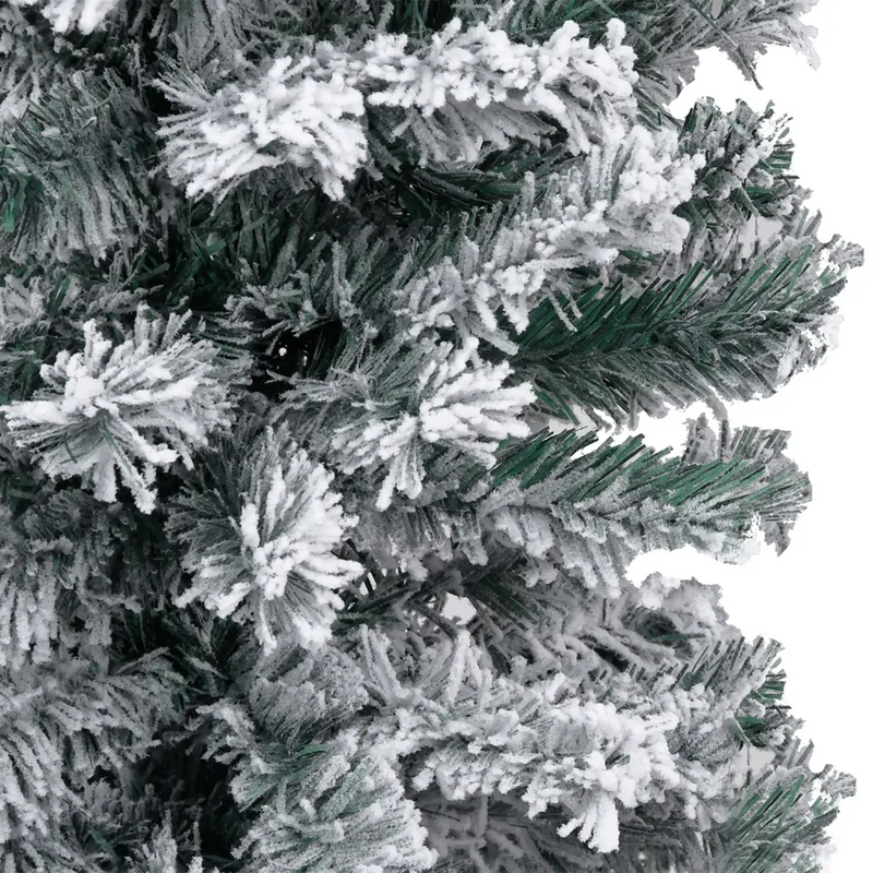 Slim Pre-lit Christmas Tree with Flocked Snow Green 120 cm PVC